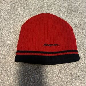 Snap-on Red and Black Beanie